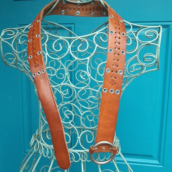 Genuine Leather Belt Metal Studded Rivets Grommets Woven Braided Western Women main image 8